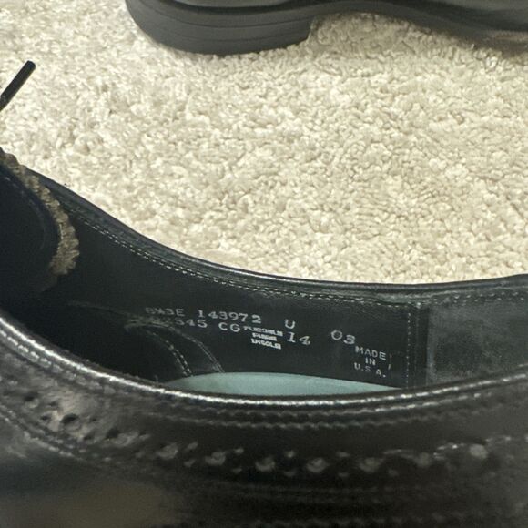 Vintage 70s Men's Florsheim Imperial Black Leather Wingtip Shoes Size  8.5 EEE - Picture 6 of 7